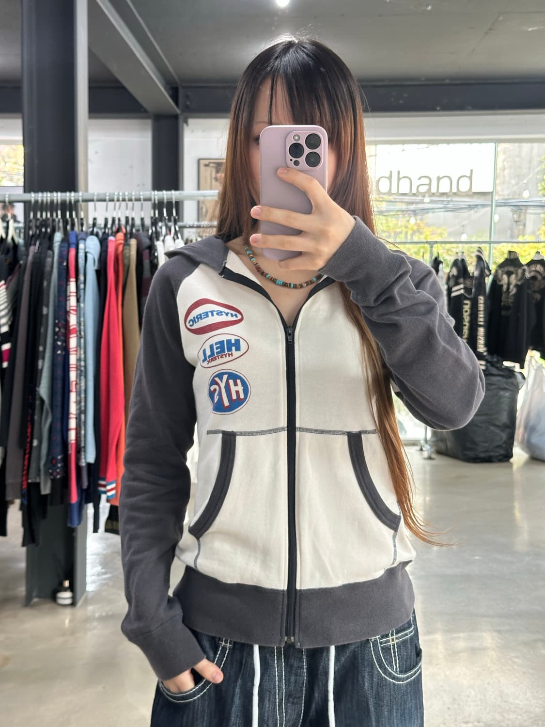 히스테릭글래머 90s아카이브 백로고 래글런 후드집업 상품이미지4