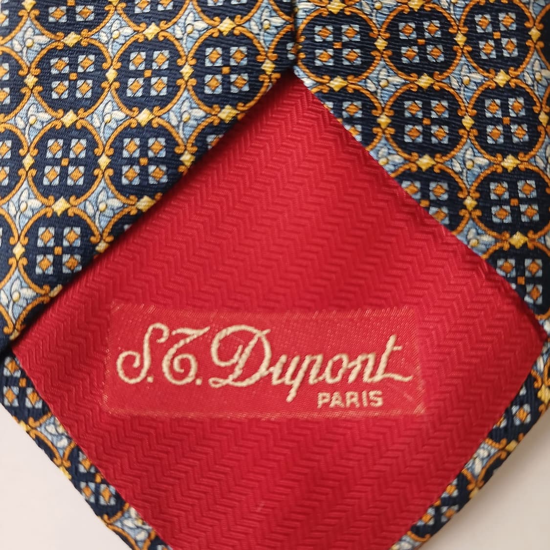 에스.티. 듀퐁 실크 메달리온 패턴 넥타이 9.3cm 새제품 E759 상품이미지8