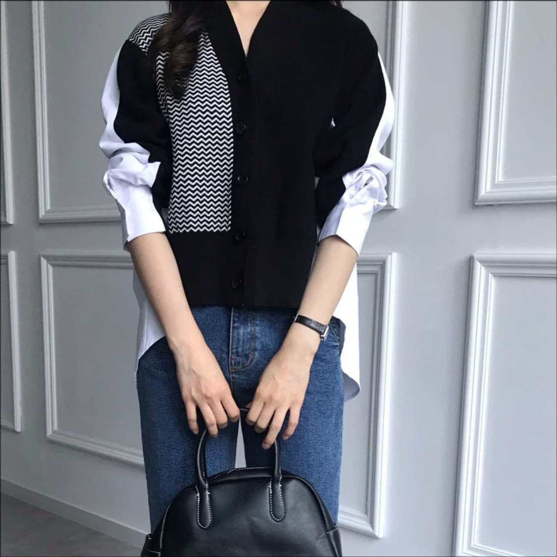 헤링본배색가디건 상품이미지2