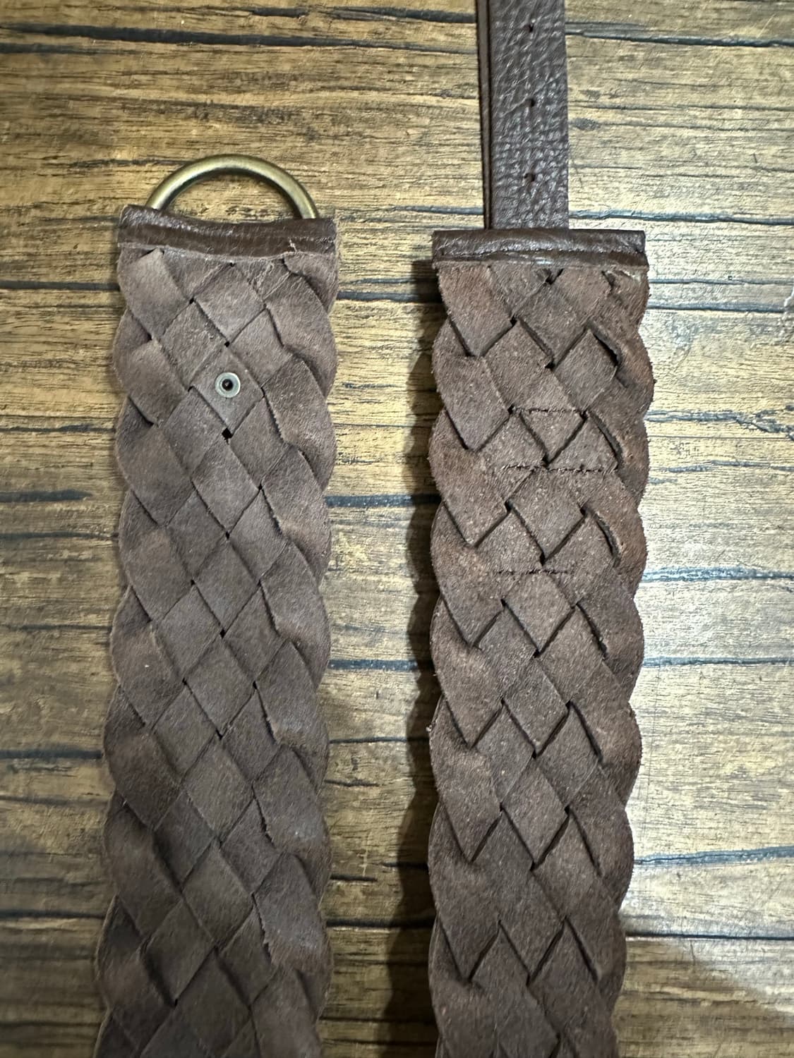 빈티지 브레이디드 가죽 벨트 브라운 메쉬 벨트 길이100cm 상품이미지4