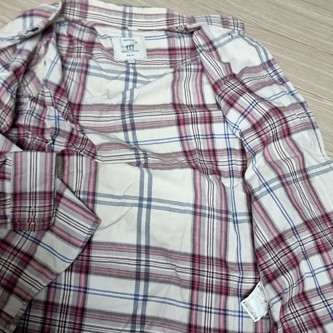 헨리코튼 화이트/핑크 체크 셔츠 남방(95) 상품이미지3