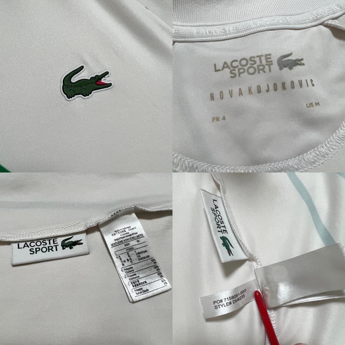 라코스테 노박 조코비치 상의 화이트 그린 상품이미지3