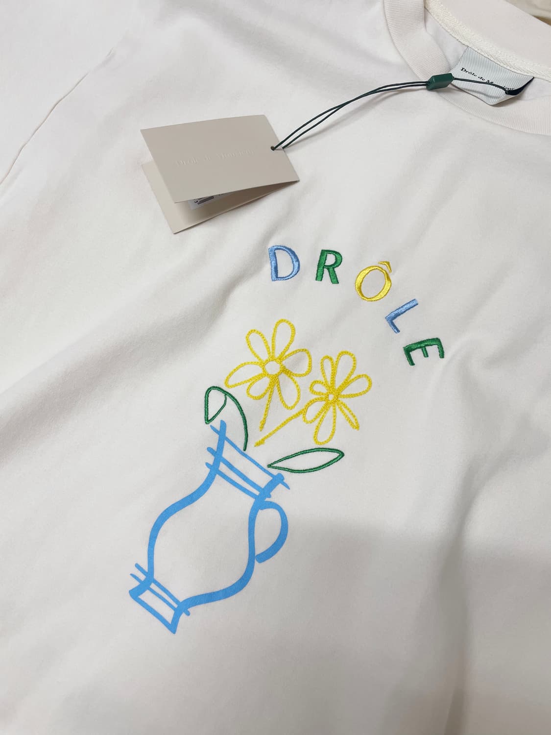 드롤드 무슈 플라워 자수 로고 티셔츠 상품이미지4