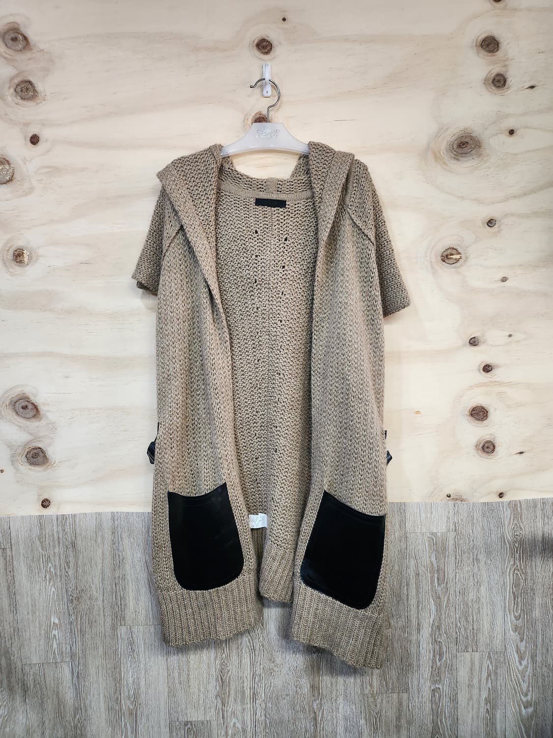 847) 한섬 시스템 후드 판쵸st 소가죽포인트 가디건 상품이미지1