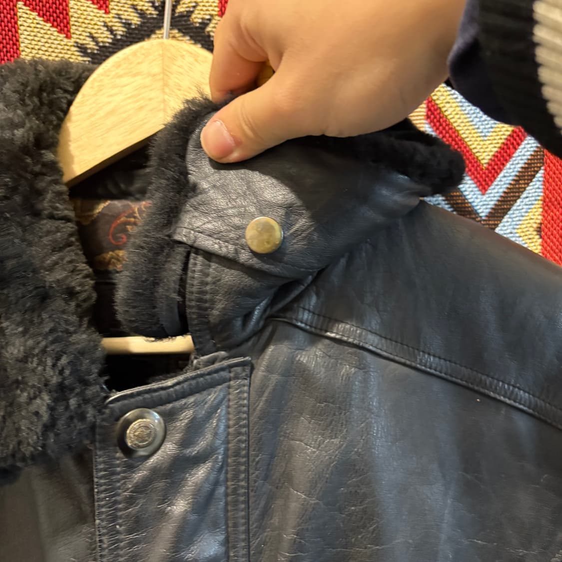 빈티지 소가죽100% g-1 레더 봄버자켓 상품이미지7