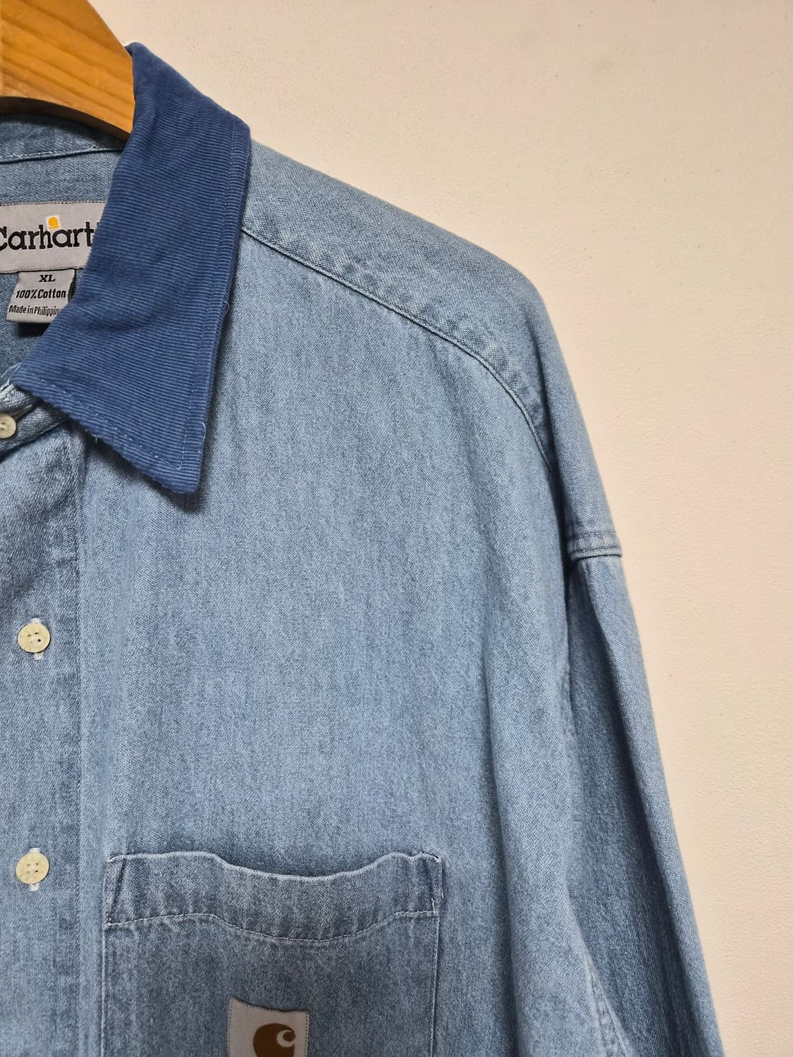 칼하트Carhartt 카라 배색 데님 셔츠 XL - S222 상품이미지3