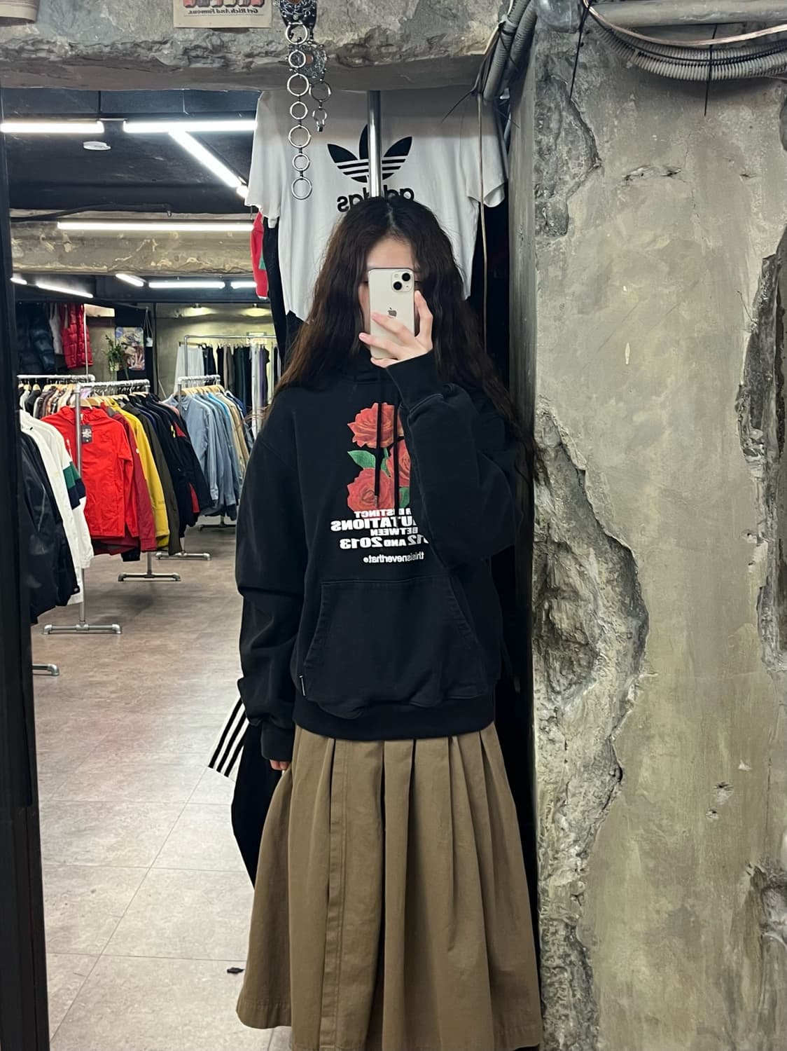 디스이즈네버뎃 기모 장미 스웻 후드티 블랙 M #csz2268 상품이미지2