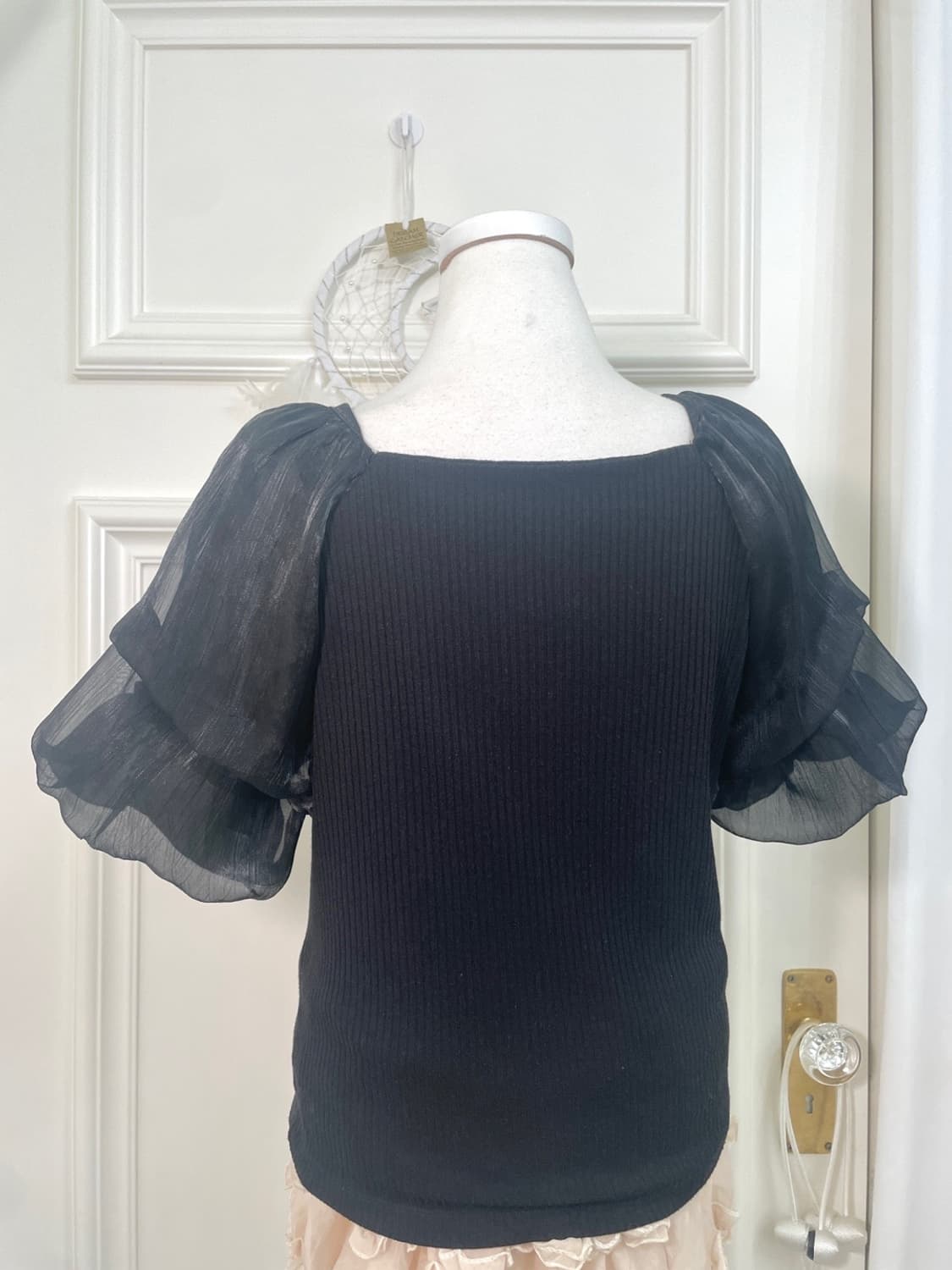 black layered puff sleeve top(size-M) 상품이미지4