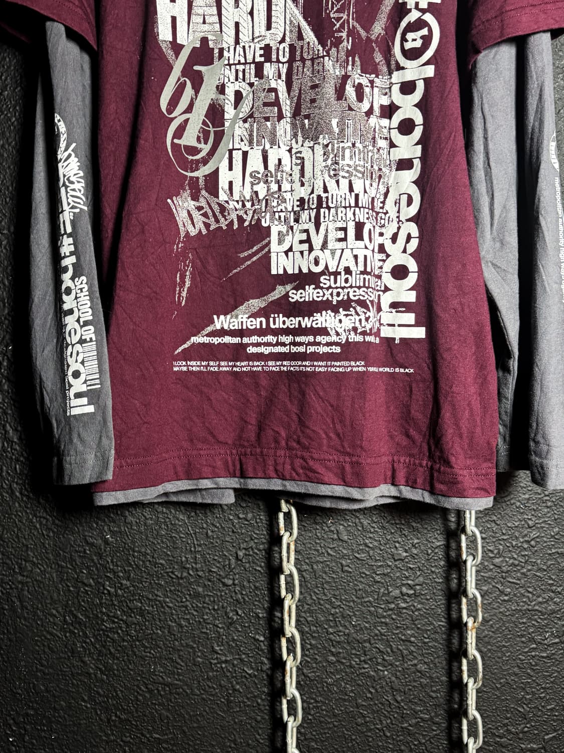Burgundy & gray Layered lLong Sleeves    상품이미지4