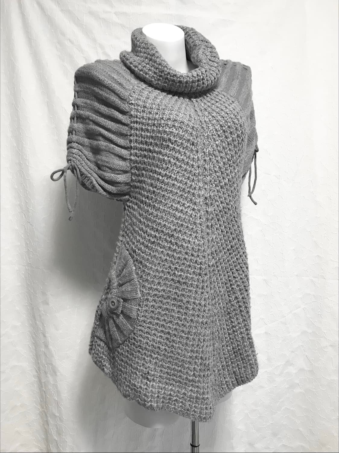 빈티지 니혼진 너드 하이넥 셔링 니트 원피스 탑 상품이미지1