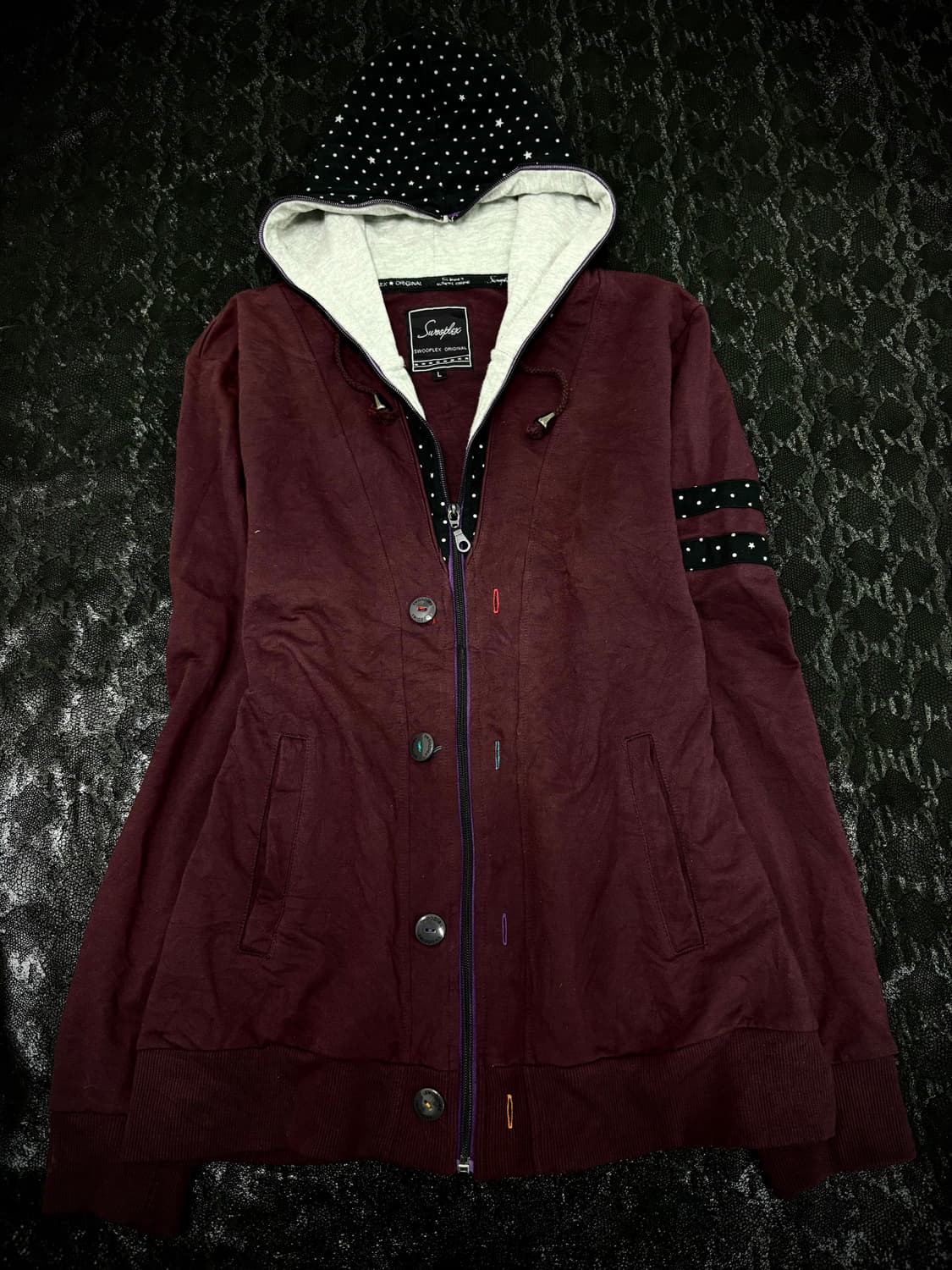 “Vintage” Y2K burgundy Dot Pattern Detai 상품이미지1