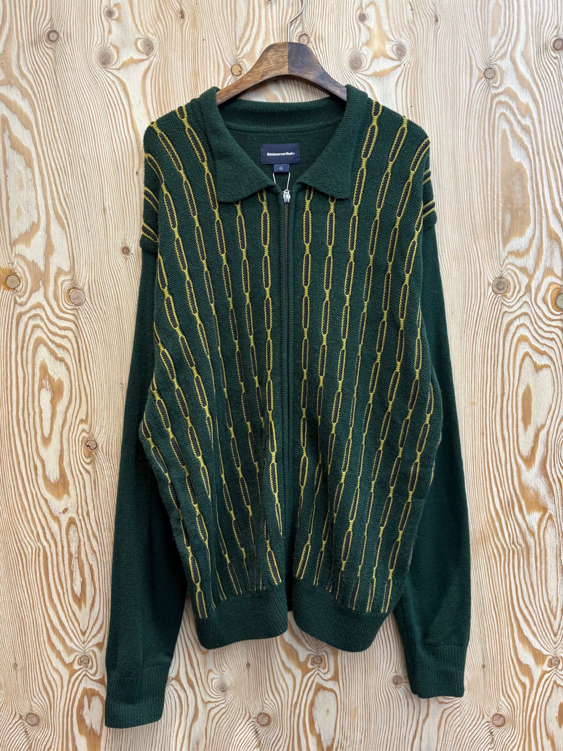 디스이즈네버댓 골드 체인 패턴 니트 집업 상품이미지1