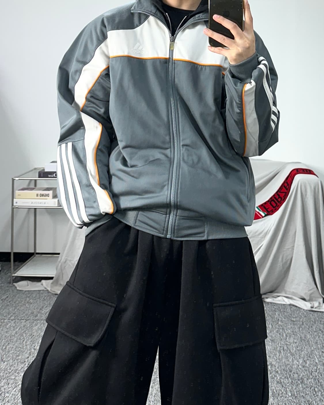 아디다스 00s 그레이 배색 트랙탑 져지 M 상품이미지3