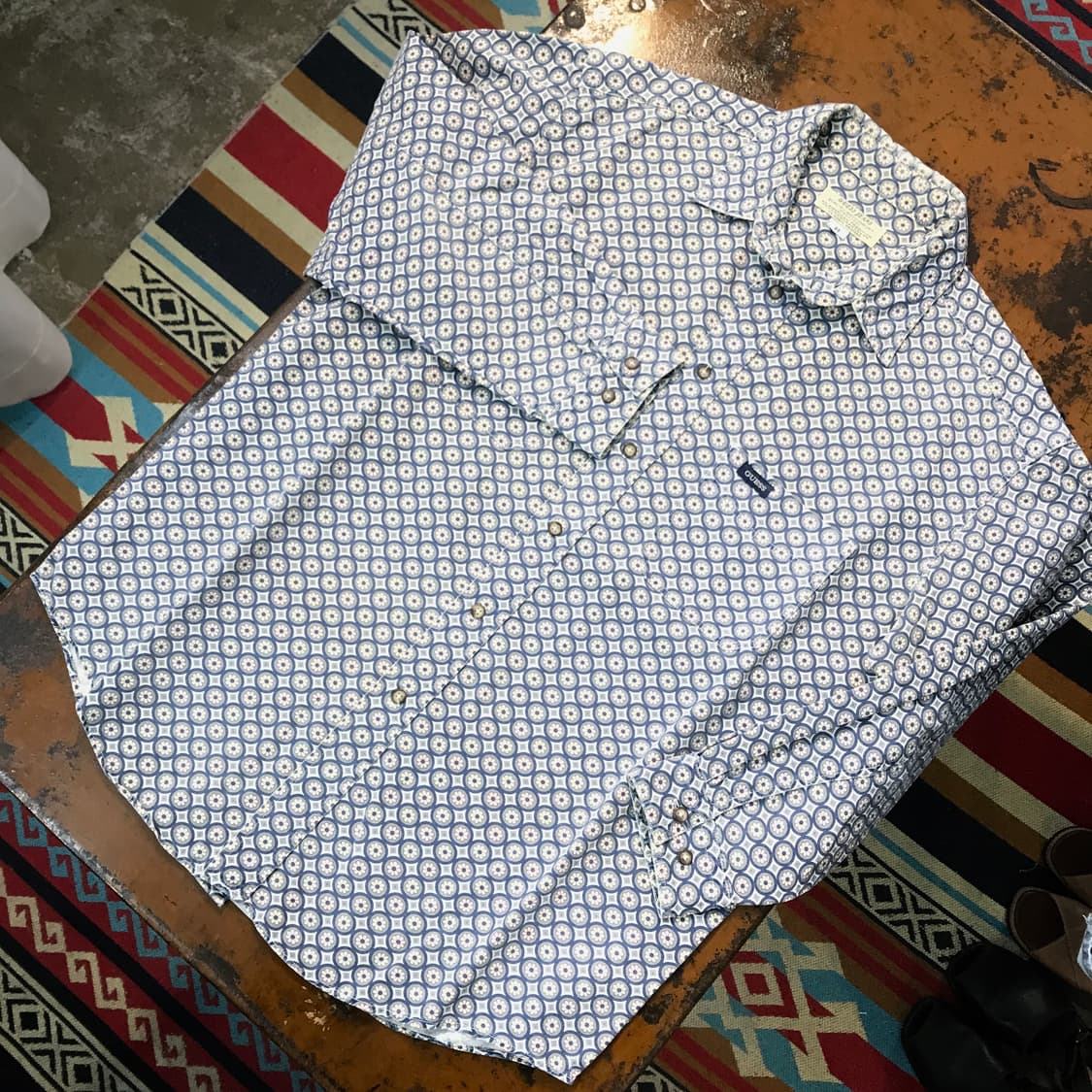 90s 게스 기하학 패턴 코튼 긴팔 셔츠 남성 105 사이즈  상품이미지2