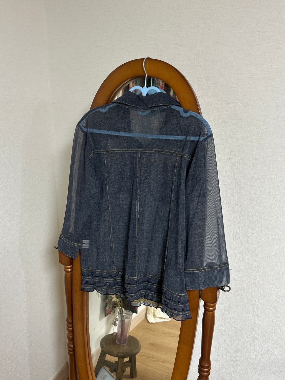 데님 시스루 블라우스 상품이미지2