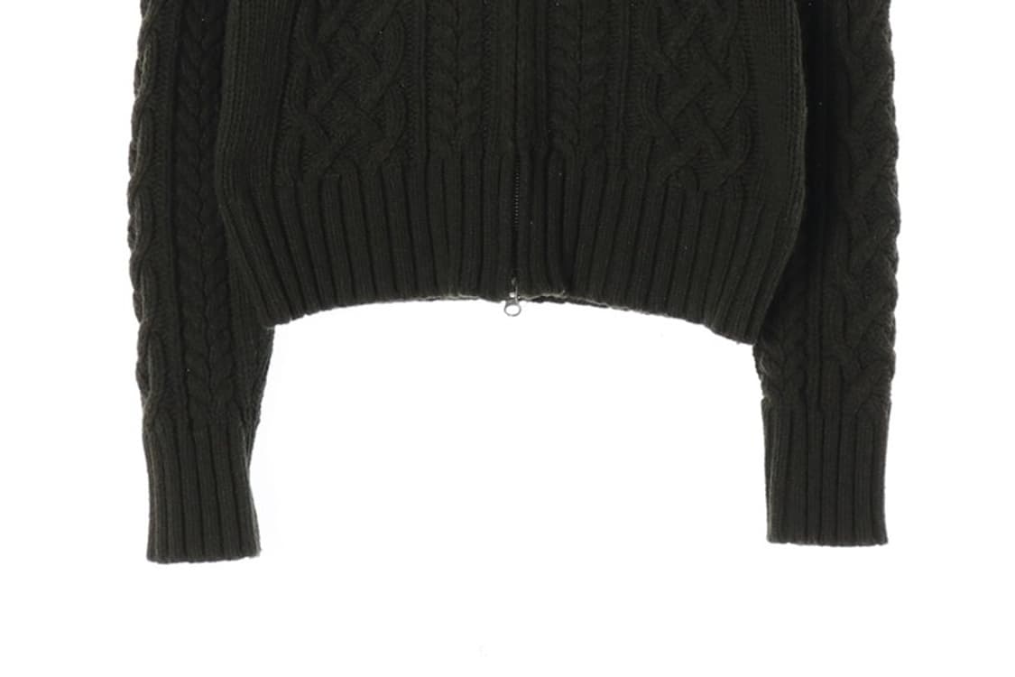 코데즈컴바인 딥그린 꽈배기 투웨이 니트 집업 F 상품이미지4