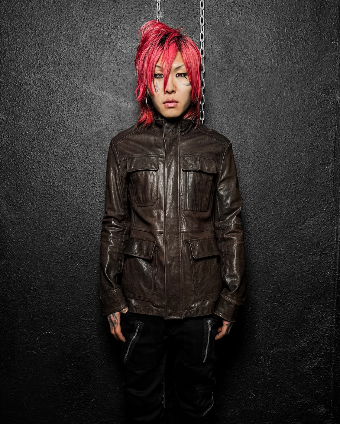 Brown Multi Pocket Leather Jacket 상품이미지1