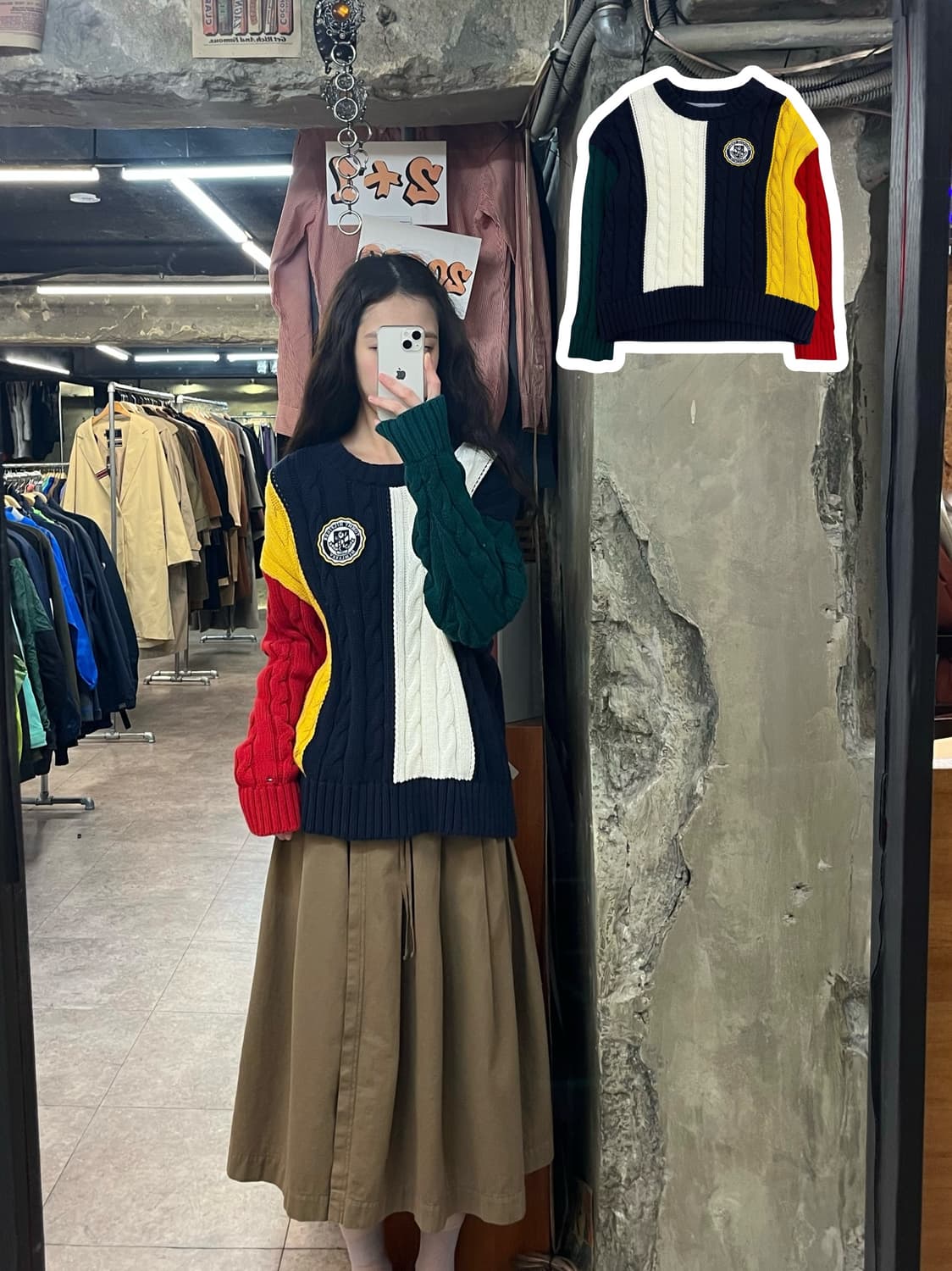 타미힐피거 배색 니트 네이비 L #csz3224 상품이미지1