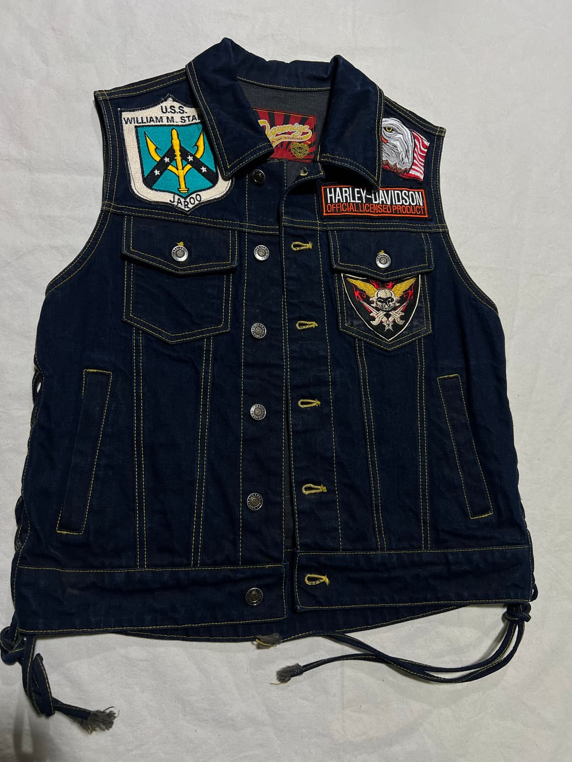 진청워싱 할리 커스텀 청조끼 상품이미지2