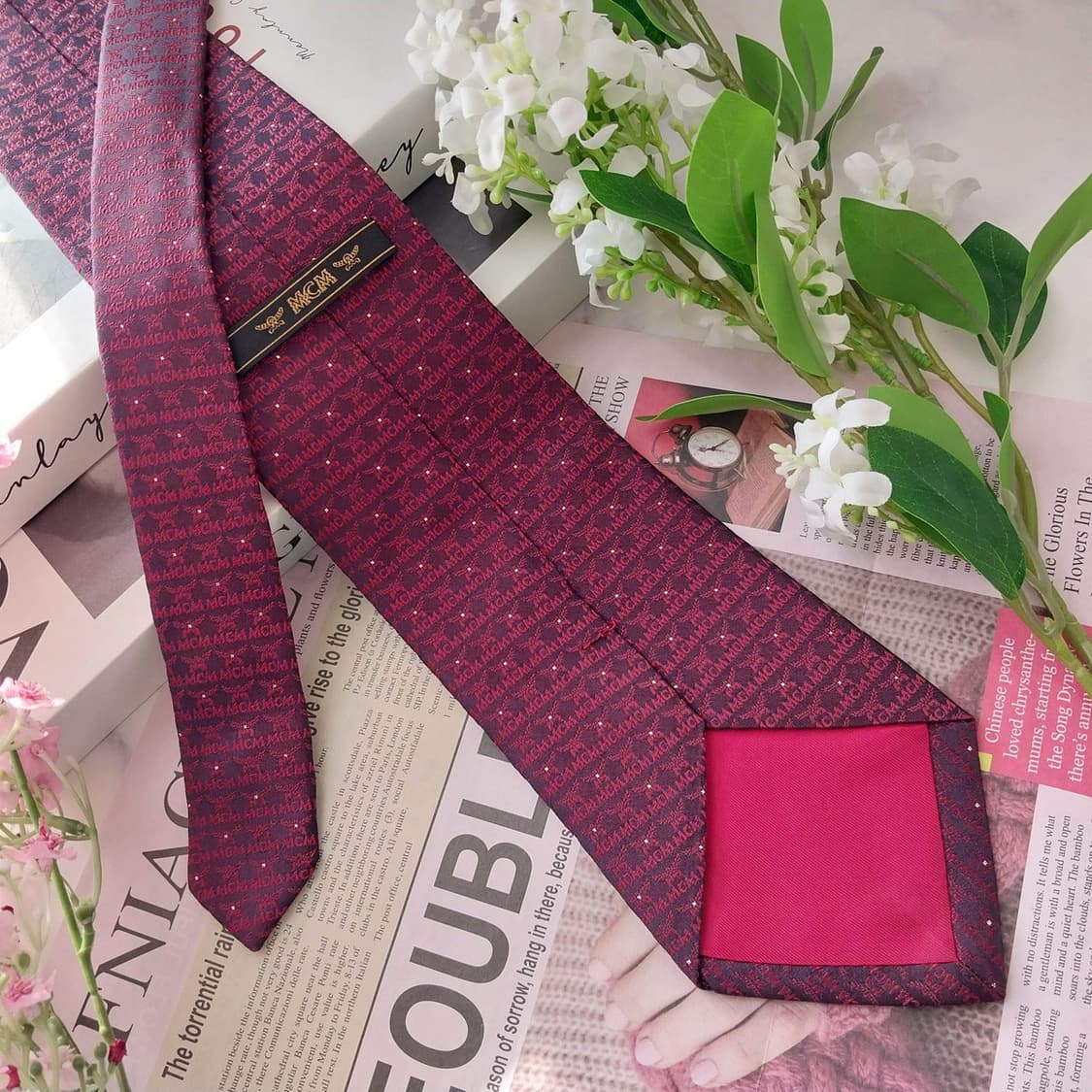 MCM 실크 올오버 로고 자카드 넥타이 9.5cm A+등급 K1596
 상품이미지5