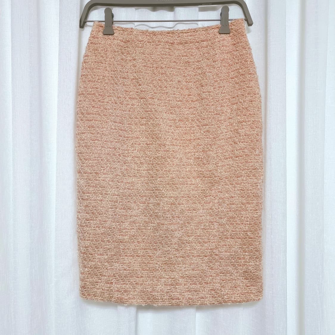 미쏘니 울93 버건디메탈사믹스 트위드 스커트 치마 (26인치) 상태중고 상품이미지2