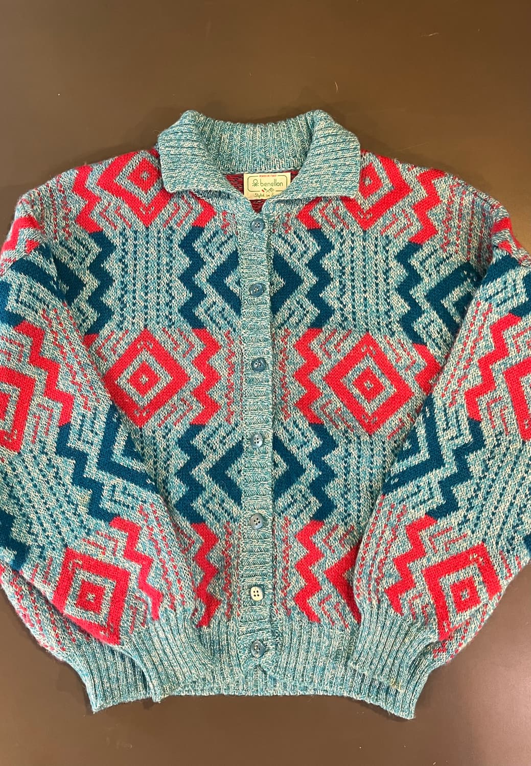 베네통 패턴 니트 가디건 (42 / 이탈리아제) 상품이미지4