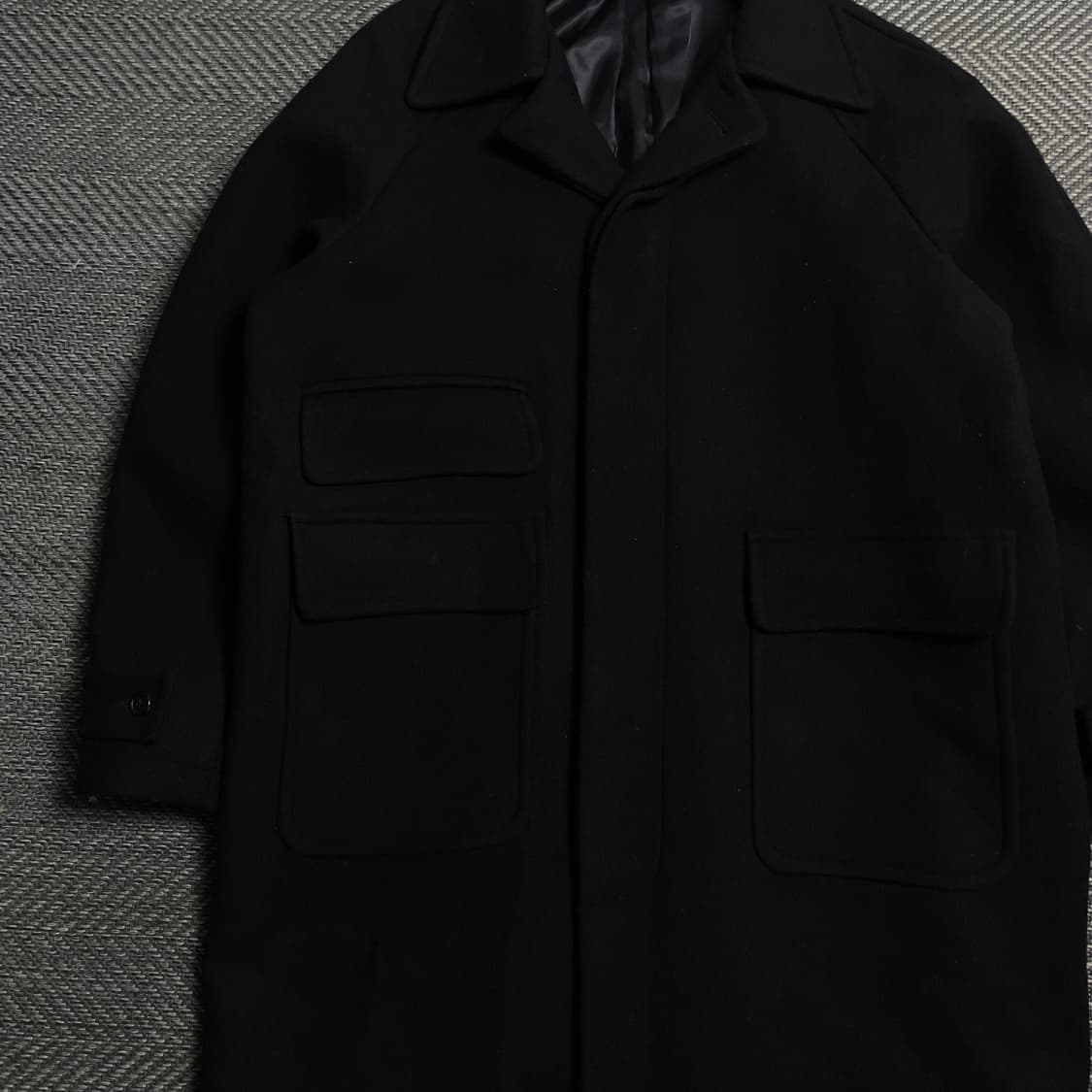 아웃스탠딩 울 혼방 발마칸 롱 코트 블랙y 5328 상품이미지4