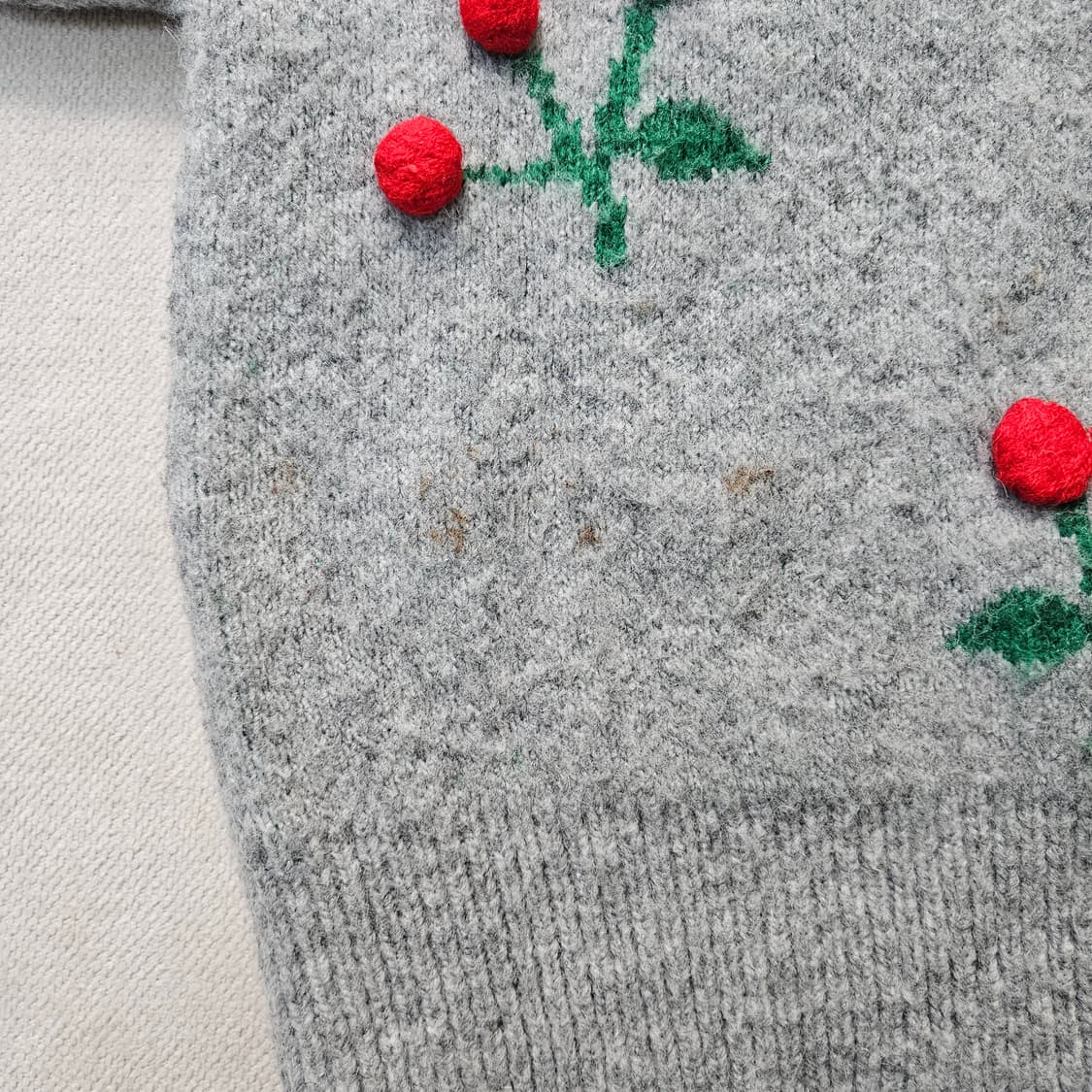 실측확인 빈티지 여성 체리자수 크롭 니트 0323Y 상품이미지3