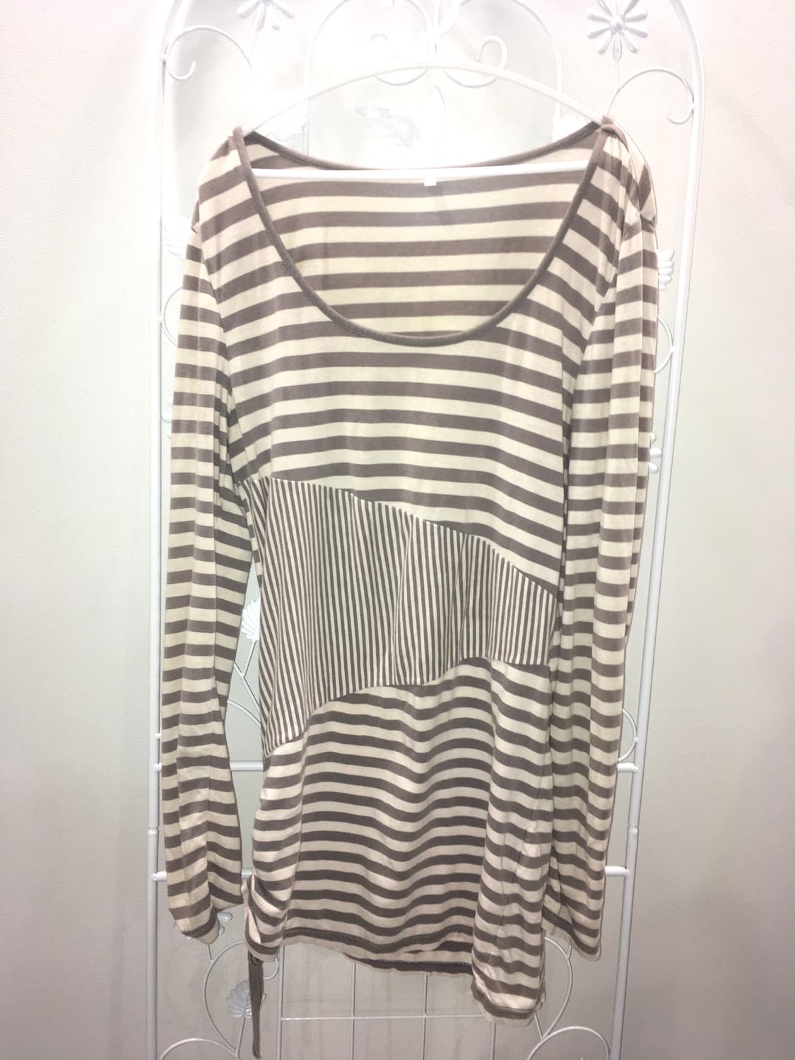 jpn vintage 아이보리 스트라이프 셔링 롱슬리브 상품이미지5