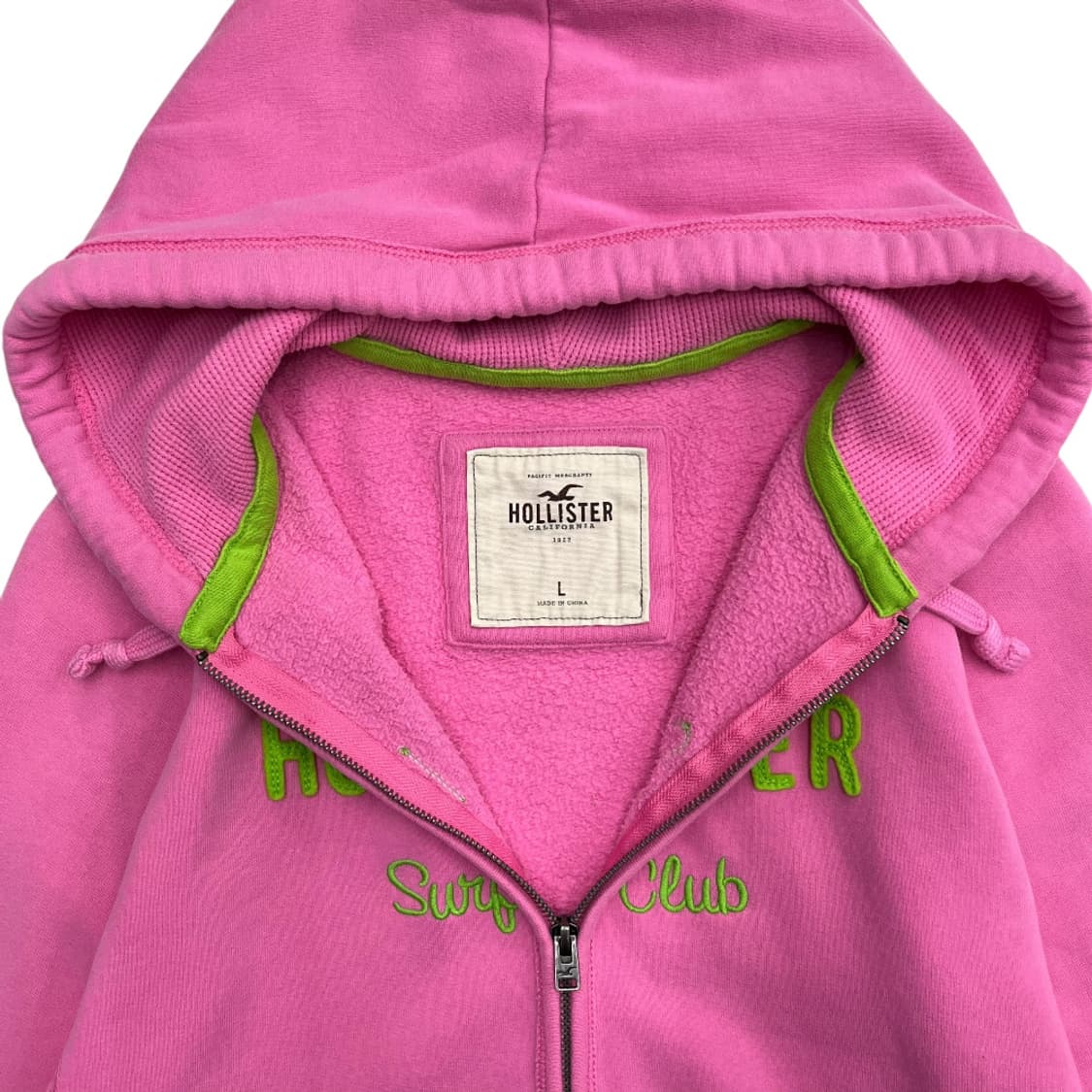 홀리스터 그린 센터로고 딸기우유맛 후드집업 L 상품이미지5