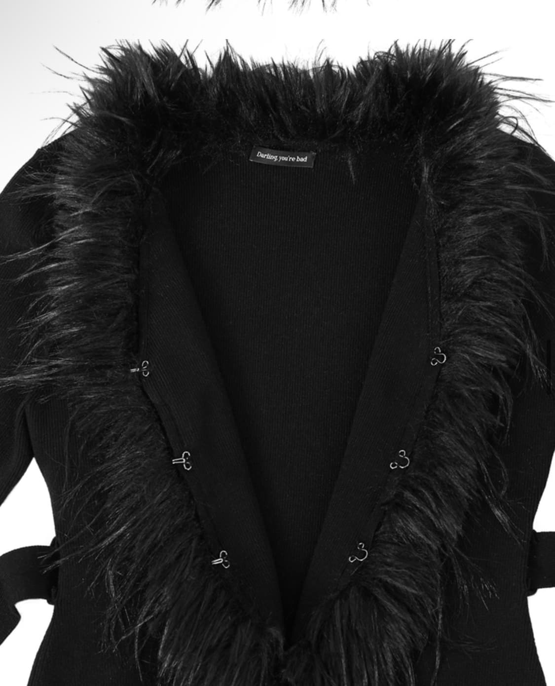 달링유어배드 fur-trimmed back strap cardigan 상품이미지3