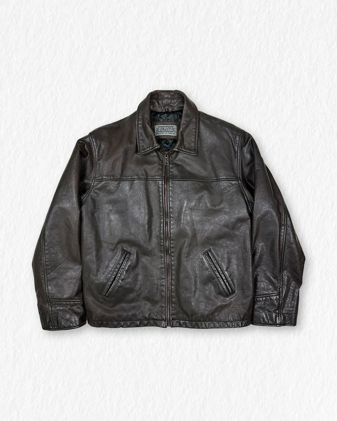 ENJOY 브라운 레더 자켓 상품이미지1