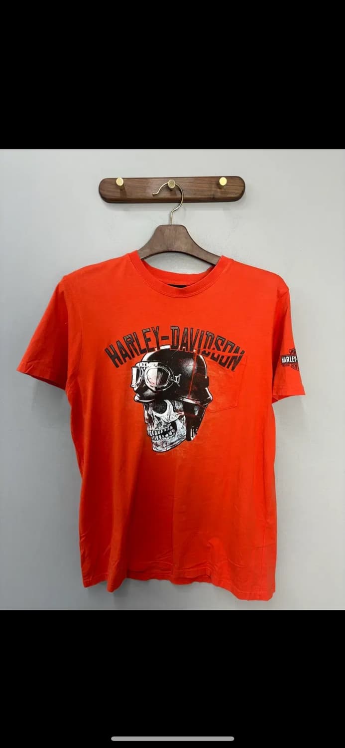 할리데이비슨 스컬 그래픽 오렌지 반팔 H1905 상품이미지2