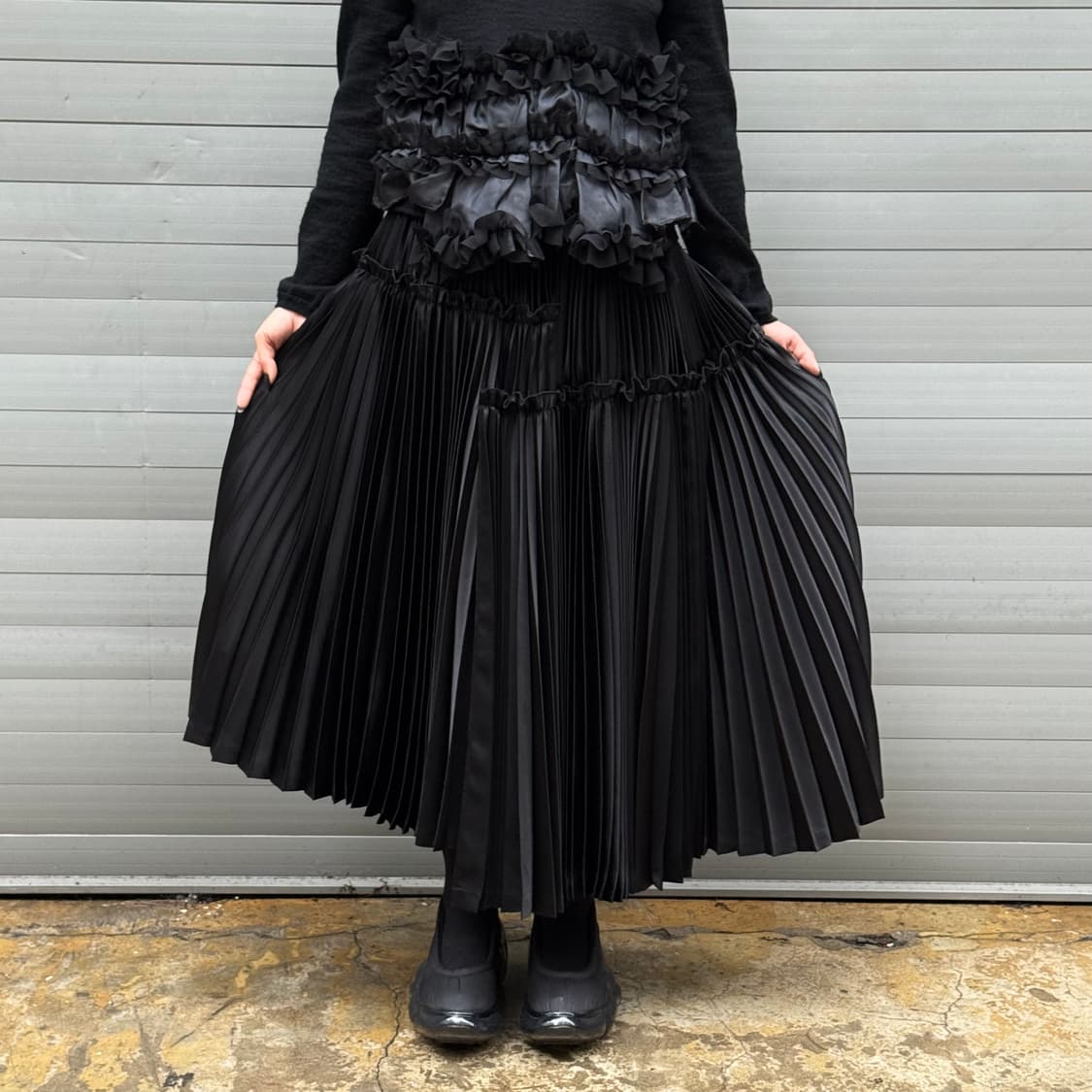 Pleated Black Belt Skirt 상품이미지9