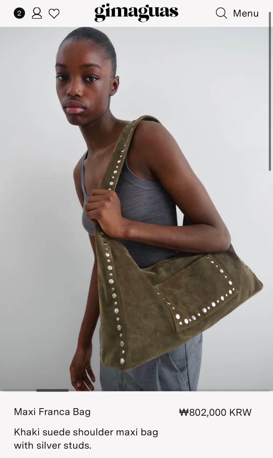 기마구아스 maxi 프랑카백 스웨이드 카키컬러 상품이미지5