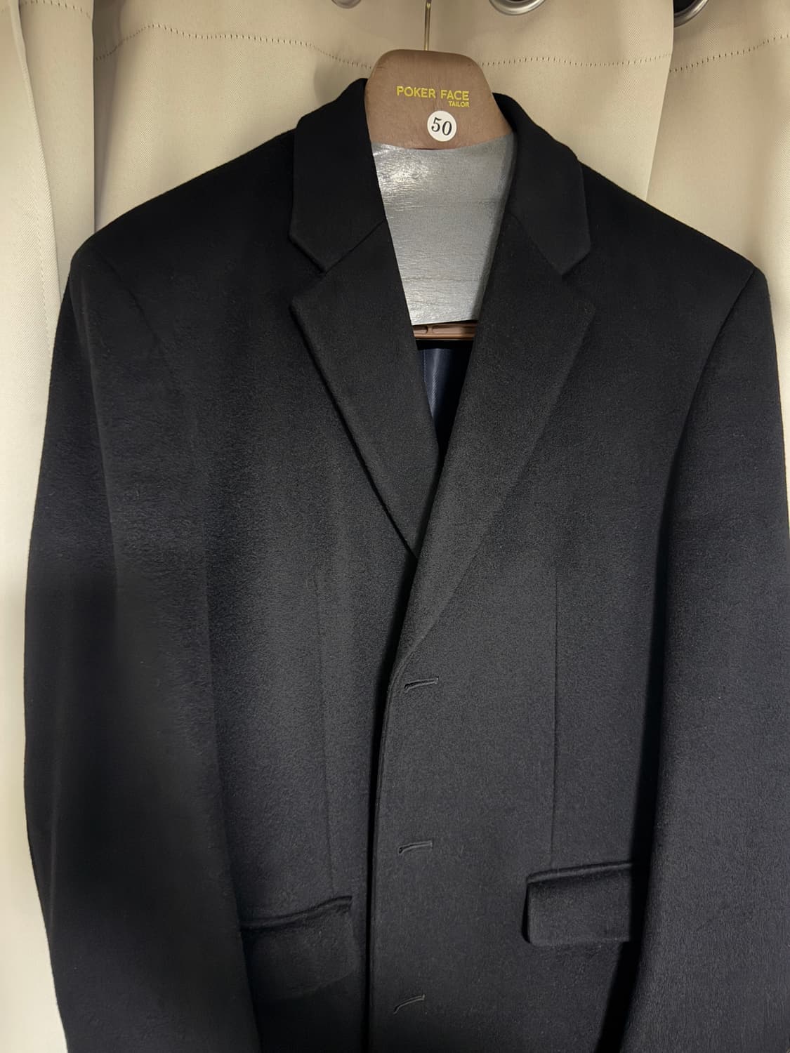 포커페이스 닥터코트 블랙 48, 캐시미어100 상품이미지1