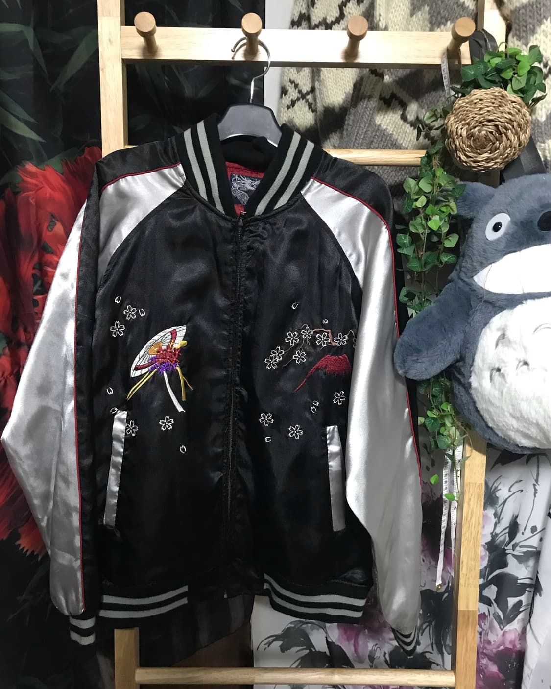 Jp 사쿠라 유카타 소녀 자수 블루종 스카쟌 자켓 상품이미지1