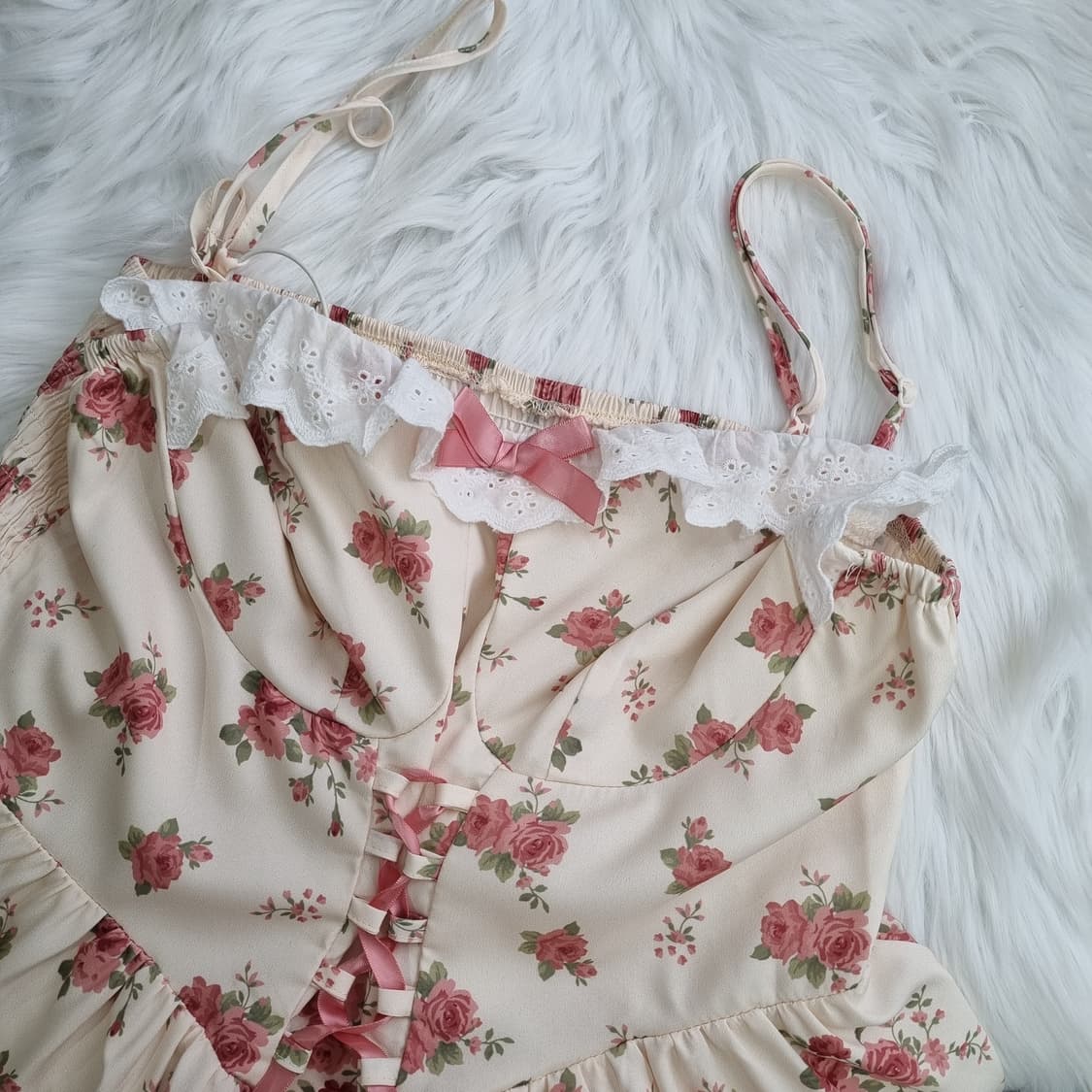 플라워 꽃무늬 레이스 롱 나시 원피스 1808 상품이미지4