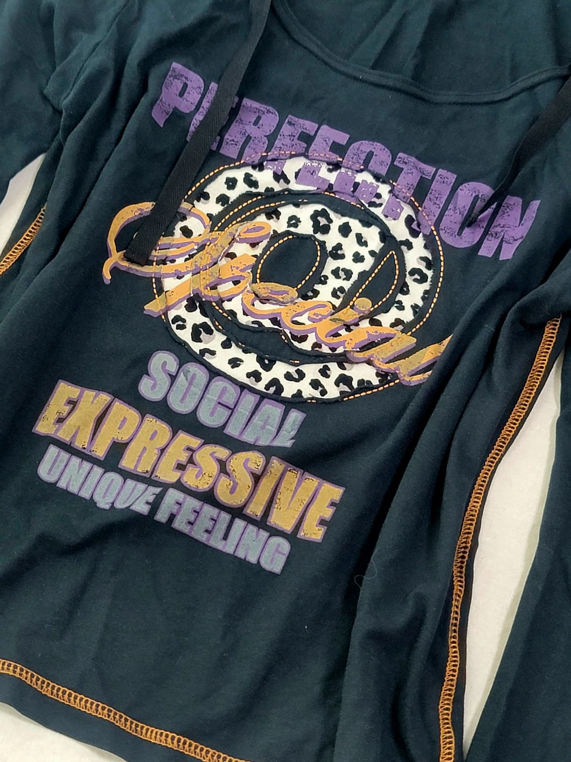 RESPEC 갸루 y2k 스티치 후드 티셔츠 상품이미지5