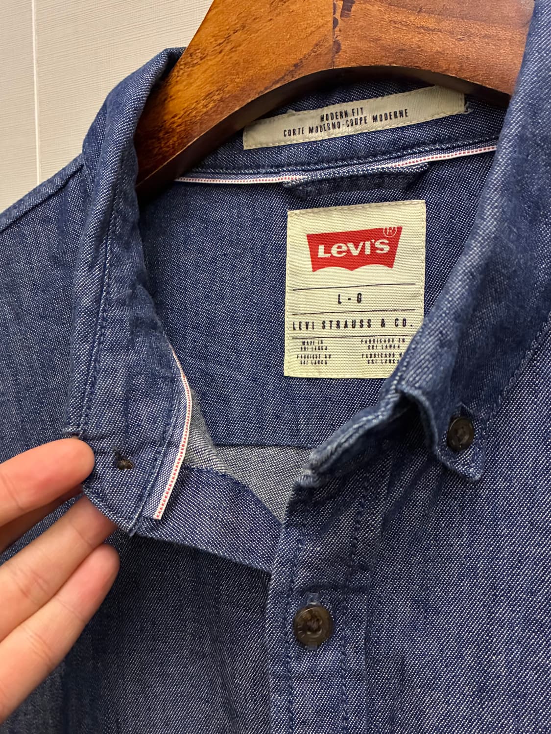 (L)리바이스 화이트탭 코튼 샴브레이 버튼다운 셔츠 데님셔츠  상품이미지4