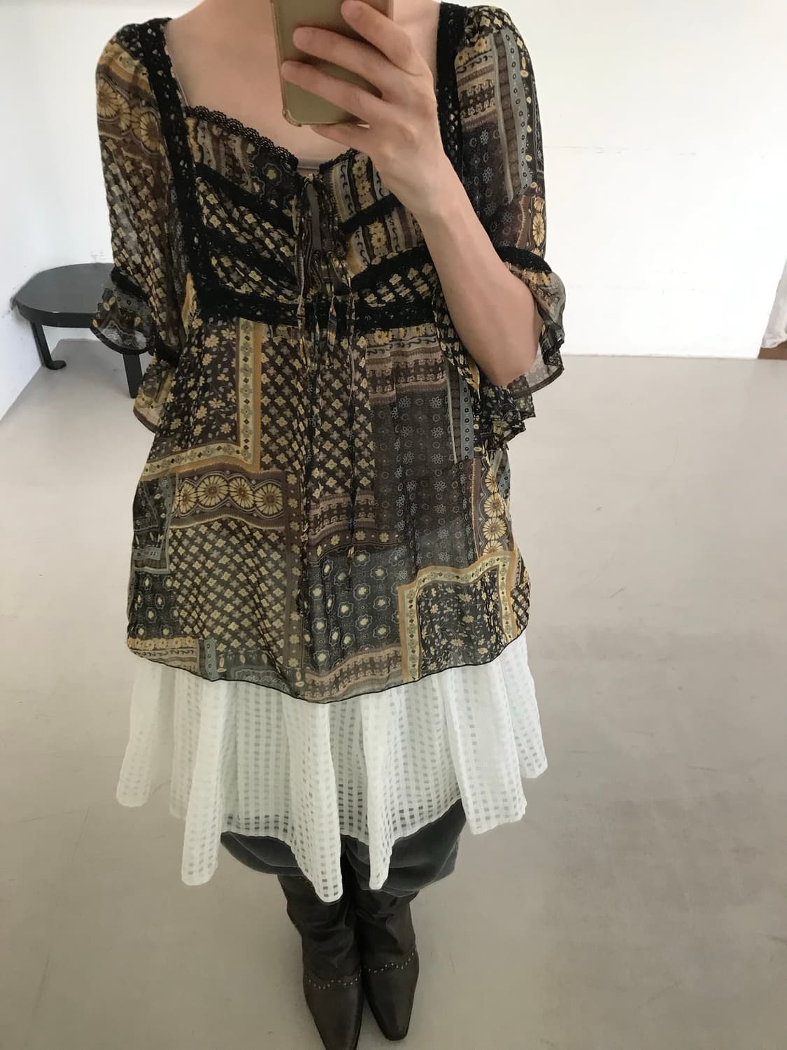 vintage brown pattern blouse 상품이미지6
