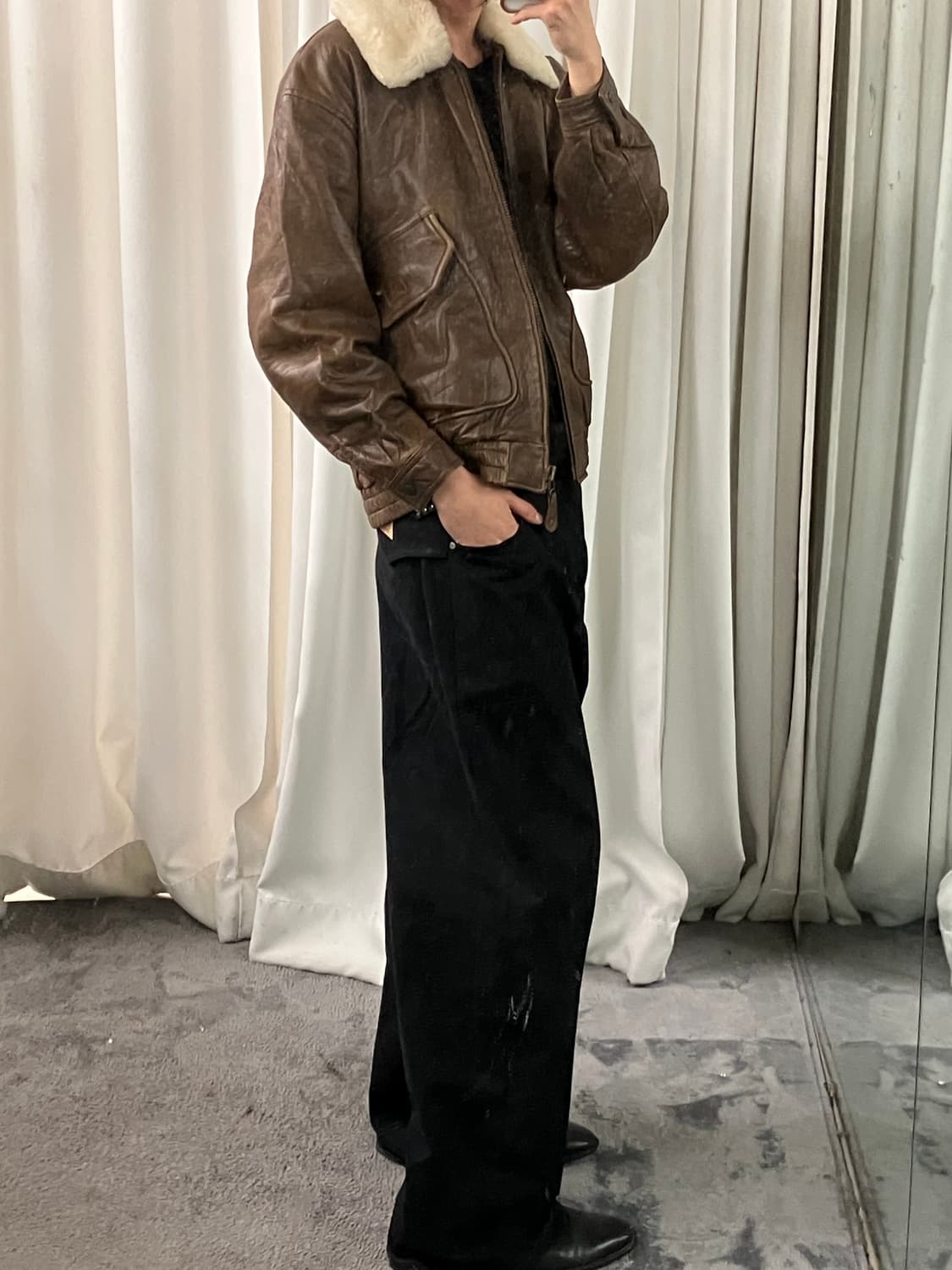 Urban Express 브라운 G-1 양가죽 봄버 자켓 L 상품이미지7