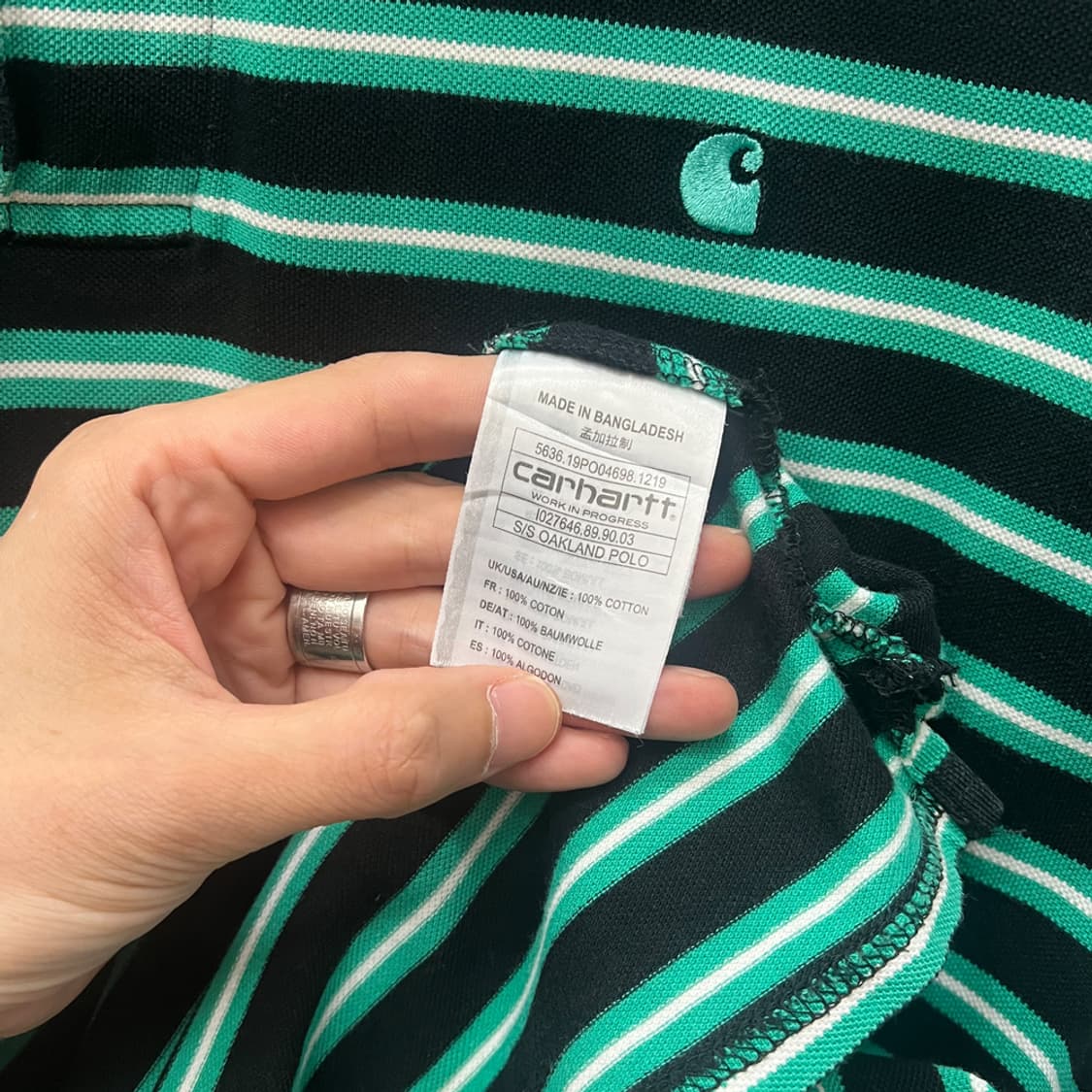 칼하트 WIP S/S 오클랜드 폴로 스트라이프 카라 반팔티 2XL 상품이미지4