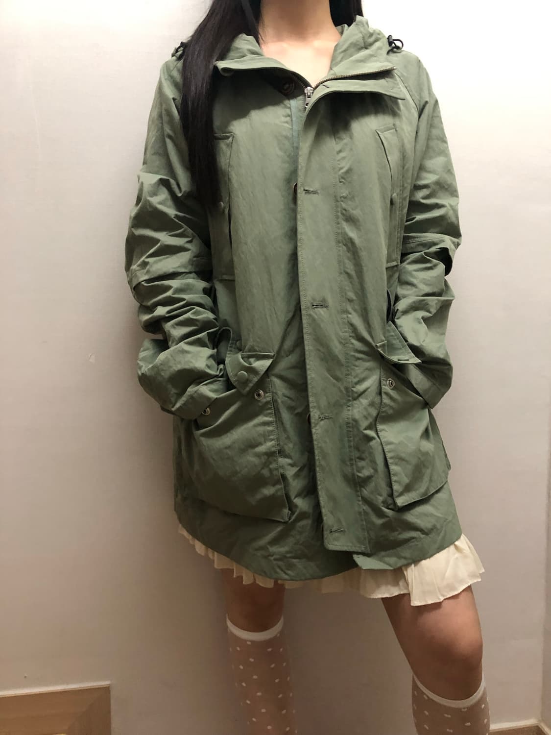 빈티지 카키 롱 점퍼 상품이미지5