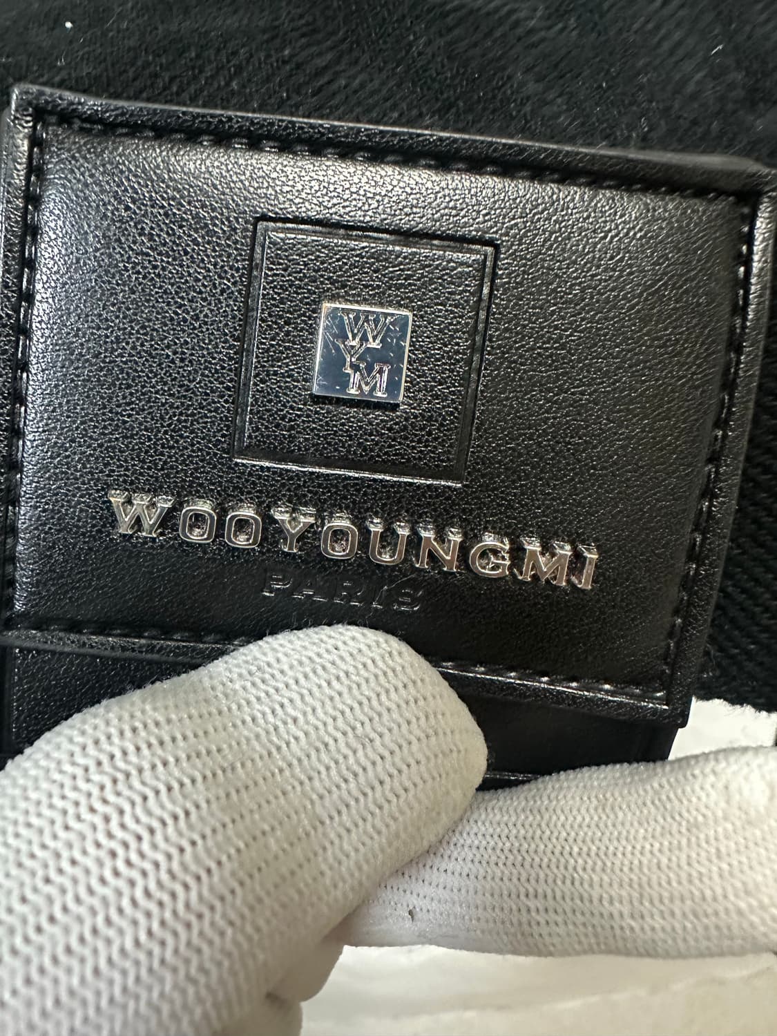 우영미 가죽탭 데님자켓 블랙 (44) 상품이미지3