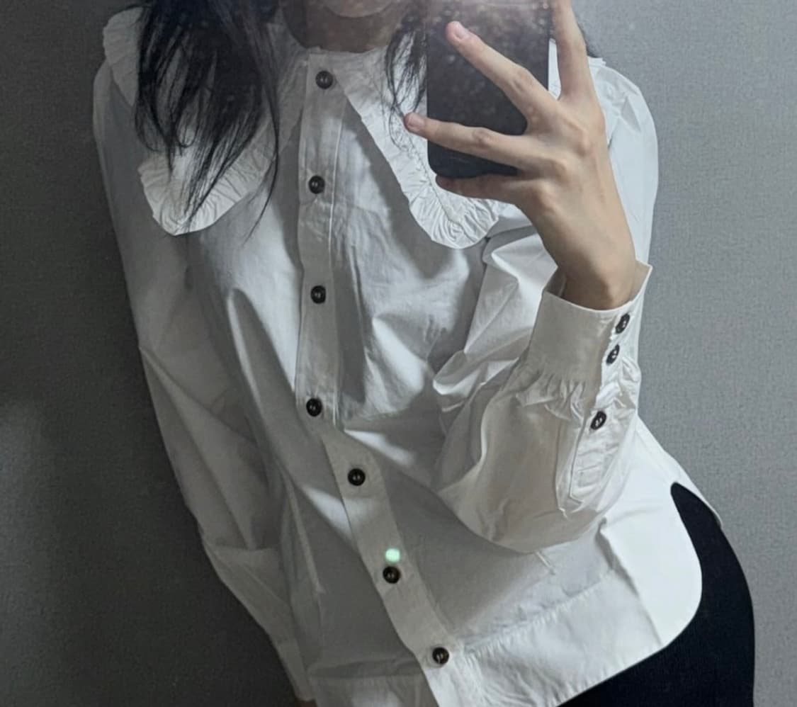 Ganni 가니 레이스 러플 셔츠 상품이미지2