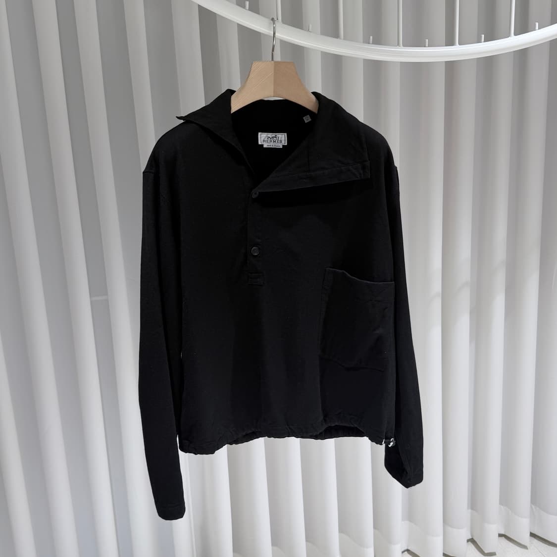 (A+/39(16.5)) / 에르메스 울 4버튼 카라 박시 폴로 셔츠 상품이미지3