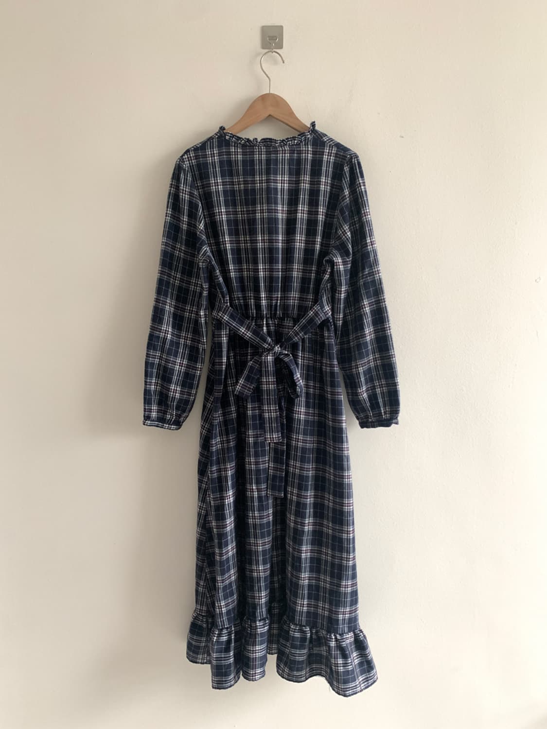 Check Frill Ribbon Dress(Navy) 상품이미지9