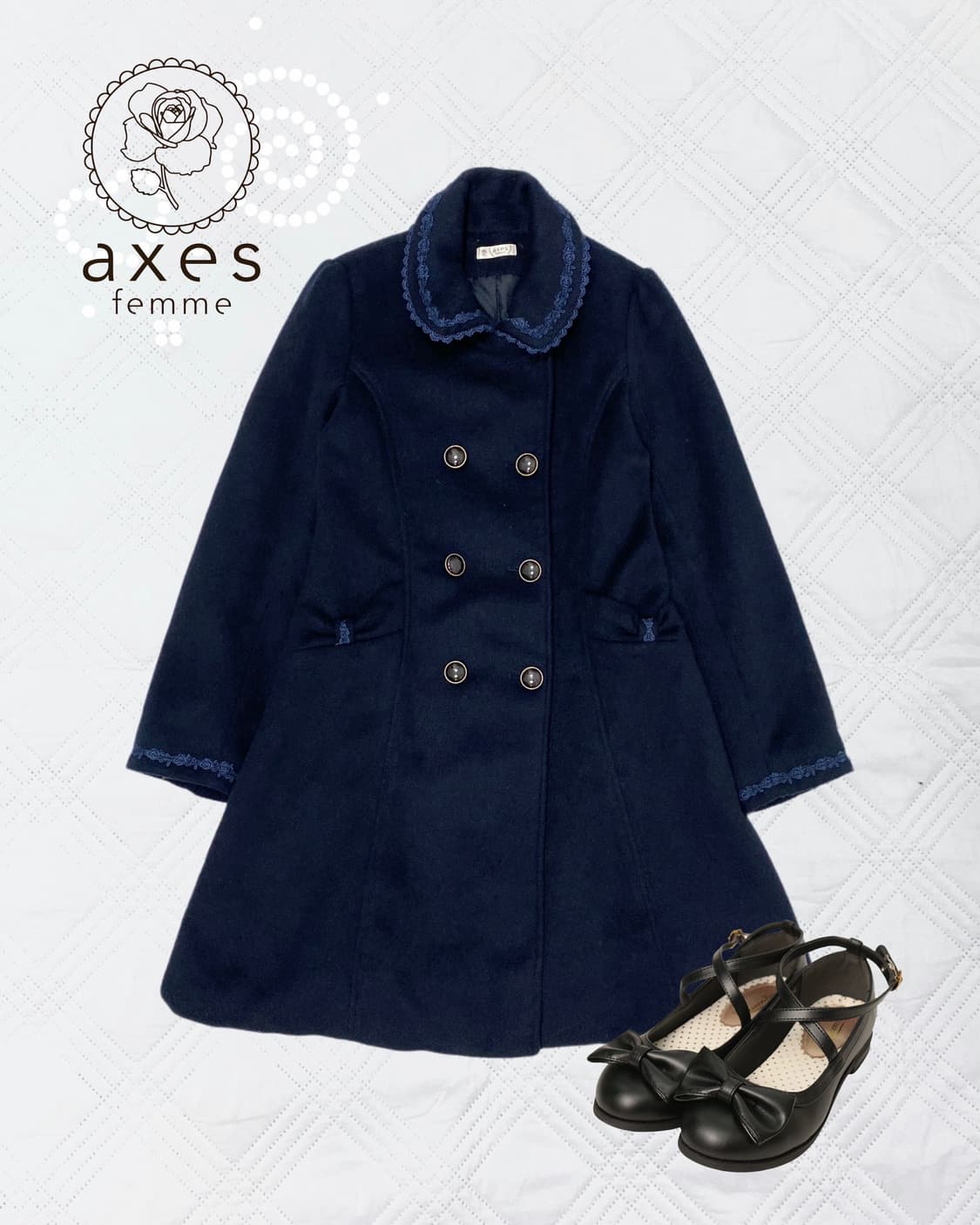 ꒰ঌ 엑시즈팜 크로셰 네이비 코트໒꒱ 상품이미지1