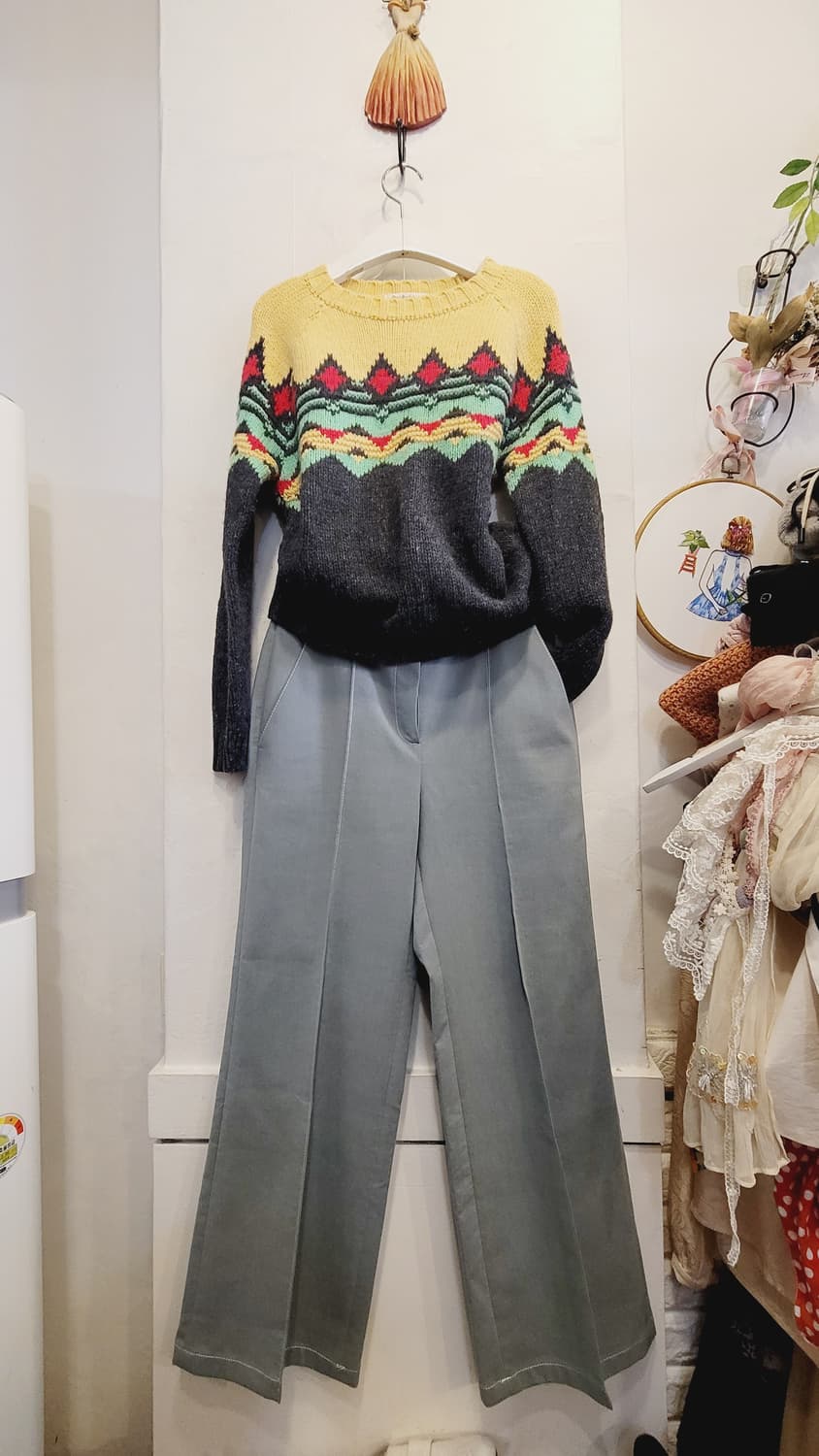 에스닉 수입니트. 듀엘 민트팬츠 상품이미지1